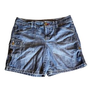 Tommy Hilfiger Denim Cargo Shorts Women’s Size 6 Medium Wash Casual Utility